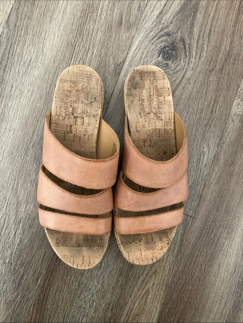 Kork Ease Brown Cork Platform Slide Sandals Sz 10